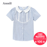 商场同款 安奈儿童装夏季新款女童衬衣翻领短袖衬衫纯棉AG521409