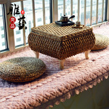 包邮藤编飘窗桌 现代日式正方形小茶几宜家可储物创意阳台榻榻米