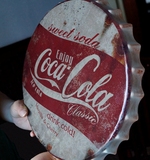 创意立体复古可乐啤酒瓶盖壁饰 酒吧咖啡厅客厅墙面装饰铁皮画