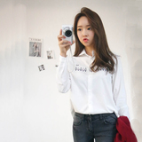 2016春季新款韩版宽松刺绣纯白色衬衫女款学院风学生长袖衬衣潮
