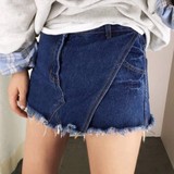 韩国代购imvely正品直邮 春新款 时尚个性不规则短款牛仔裙裤