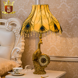 孔雀钟表台灯欧式复古卧室床头客厅创意时尚装饰东南亚风格包邮