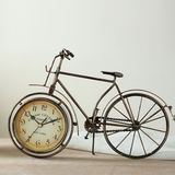欧式铁艺自行车钟座钟创意家居装饰品摆件 个性静音钟表礼品座钟