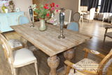 外贸原单 美式乡村实木餐桌椅组合 现代新古典柞木做旧餐桌椅