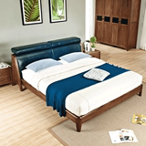 床荟萃 真皮实木床北欧家具双人床1.5米1.8米单人床婚床卧室家具