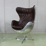美式复古航空铝真皮loft创意鸡蛋椅 沙发椅 办公椅 座椅 休闲转椅