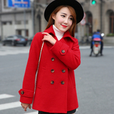 15冬装新款韩版短款毛呢外套女韩范修身短装加绒加厚羊毛妮子大衣