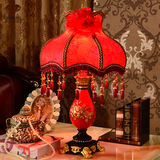 wanlang红色婚庆卧室床头灯创意时尚结婚房喜庆礼物欧式台灯5966