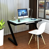 简约现代钢化玻璃电脑桌台式家用简易学习书桌写字台z型办公桌子