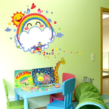 卡通儿童房幼儿园笑脸彩虹白板贴太阳小鸟写字涂鸦记事墙贴纸贴画