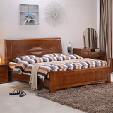 全实木中式实木床1.8米 储物高箱床 1.5米双人高档橡木婚床 家具