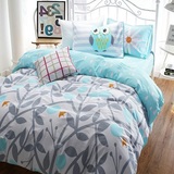 韩式全棉四件套1.8m简约纯棉小清新床单床笠单人床上三件套1.2米