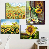 正品特价包邮diy数字油画风景花卉客厅餐厅阳光向日葵11图可选