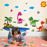 卧室男孩儿童房背景创意卡通恐龙可移除墙贴纸幼儿园装饰布置贴画