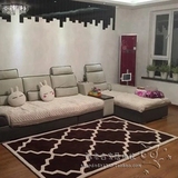 简约欧式咖啡色格子地毯客厅茶几沙发地毯卧室玄关手工地毯定制