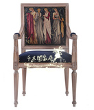 外贸出口美式新古典实木餐椅法式个性创意靠背休闲椅书椅化妆椅