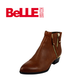 Belle/百丽女靴 女鞋真皮 冬季牛皮女低靴3N347专柜正品