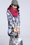 14秋冬新品女装韩版个性翻领棉布加厚衬衣花色中长款衬衫外套上衣