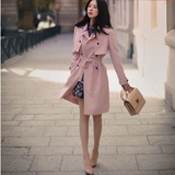 韩国代购2015女装新款中长款高端时尚欧美风通勤OL外套风衣女
