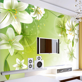 大幅客厅卧室电视背景墙壁纸现代简约大型壁画油画布打印百合花