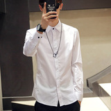 【JK】新款男士韩版纯色修身长袖衬衣休闲长袖衬衫打底衫