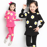 童装女童春装2016新款套装中大儿童卫衣2件套装韩版休闲运动服潮