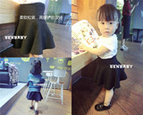 韩国童装女宝宝女童纯棉线黑色半身裙蓬蓬裙百搭伞裙针织短裙亲子