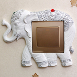 大象开关贴墙贴装饰插座贴 创意个性复古田园欧式树脂客厅保护套