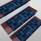 华德地毯 现代蓝楼梯毯楼梯踏步垫 免粘防滑垫可定制转角异型