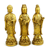 纯铜西方三圣佛像摆件开光阿弥托佛观音办公室菩萨大势至菩萨风水