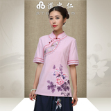 汉服女性改良古装服装中国风民族风唐装女士夏装中式棉麻旗袍上衣