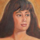 美国代购 古董油画老式手绘复古油画肖像女人抽象西洋水彩画