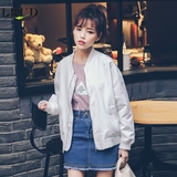 LRUD2016春秋新款韩版宽松BF风棒球服女纯色百搭短款长袖薄外套