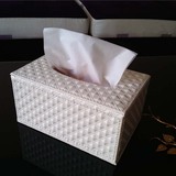 白色皮革纸巾盒 欧式创意抽纸盒包邮皮纸抽盒木家用车用面巾纸盒