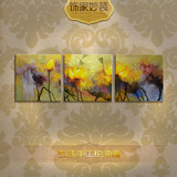 有框画组合客厅装饰画餐厅酒店走廊挂画手绘油画抽象荷花图ZHH133