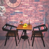 loft铁艺实木休闲桌椅阳台花园洽谈桌椅组合创意奶茶咖啡店三件套