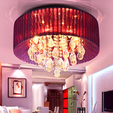 卧室灯LED水晶婚房欧式现代简约卧室吸顶灯圆形布艺水晶书房灯具