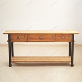 美式乡村复古怀旧铁艺实木书桌办公桌仿古带抽屉写字桌钢木桌