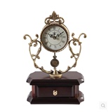 高档纯铜钟表复古欧式座钟古董仿古台钟客厅实木桌面台式装饰摆件