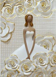 最新立体浮雕玫瑰新娘艺术玄关背景墙纸酒店客房背景装饰画壁纸