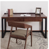 钢木简约单人办公桌简易书桌工作写字台书法桌桌子书房家具带抽屉