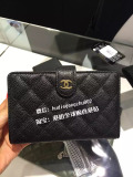 香港代购Chanel香奈儿黑色金扣荔枝牛皮中长款女士钱包皮夹A48667