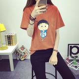 2016韩版女装夏季韩国少女小丸子卡通可爱印花中袖短袖T恤bf闺蜜