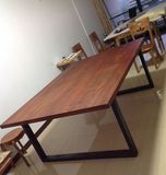 美式乡村实木餐桌loft风格老松木铁艺工作台办公桌咖啡桌茶几书桌