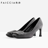 Faiccia/色非2016秋季新款欧美时尚方头真皮高跟细跟休闲女鞋C026