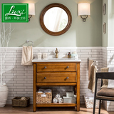橡木浴室柜美式乡村实木落地卫浴柜组合简约田园面盆洗漱台洗手柜