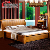 中式实木双2人床 卧室成套家具 1.5  1.8米 储物高箱床 橡木定制