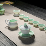 德化汝窑青瓷茶具套装陶瓷茶壶茶海茶杯公道杯全套功夫白瓷茶漏托
