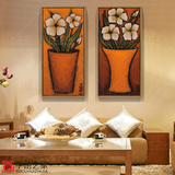 现代装饰油画纯手绘静物花卉欧式客厅沙发背景墙装饰画玄关双联