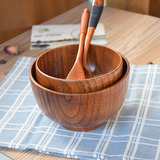 天然酸枣木碗日式宝宝儿童碗大小号米饭碗原木实木碗环保餐具